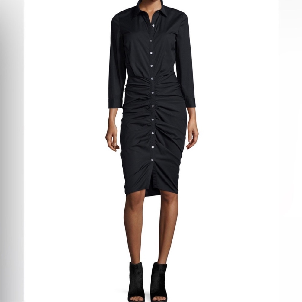 Veronica Beard Black Ruched Dress